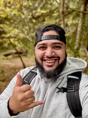 Tony Ary happy in the woods